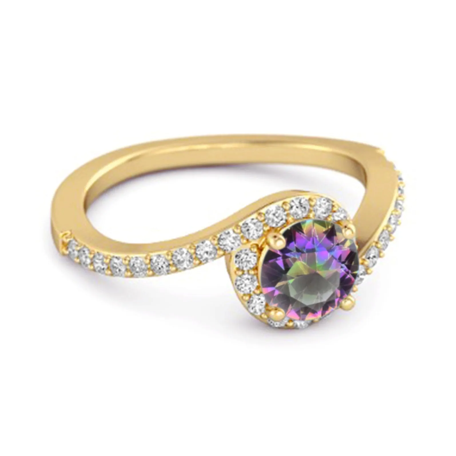 Genuine 0.25 Ctw Mystic Topaz 925 Sterling Silver Women Ring