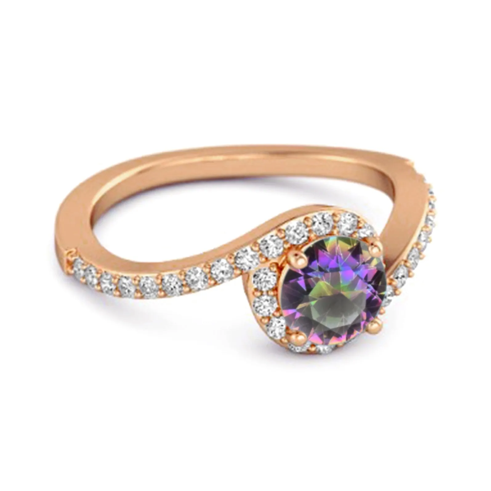 Genuine 0.25 Ctw Mystic Topaz 925 Sterling Silver Women Ring