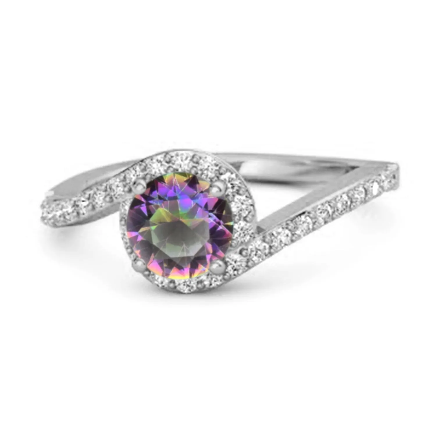 Genuine 0.25 Ctw Mystic Topaz 925 Sterling Silver Women Ring