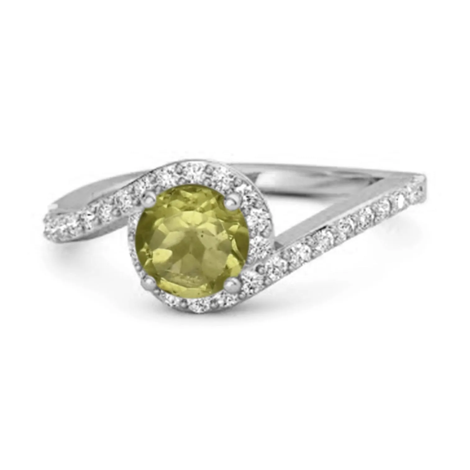 Genuine 0.25 Ctw Peridot 925 Sterling Silver Women Ring
