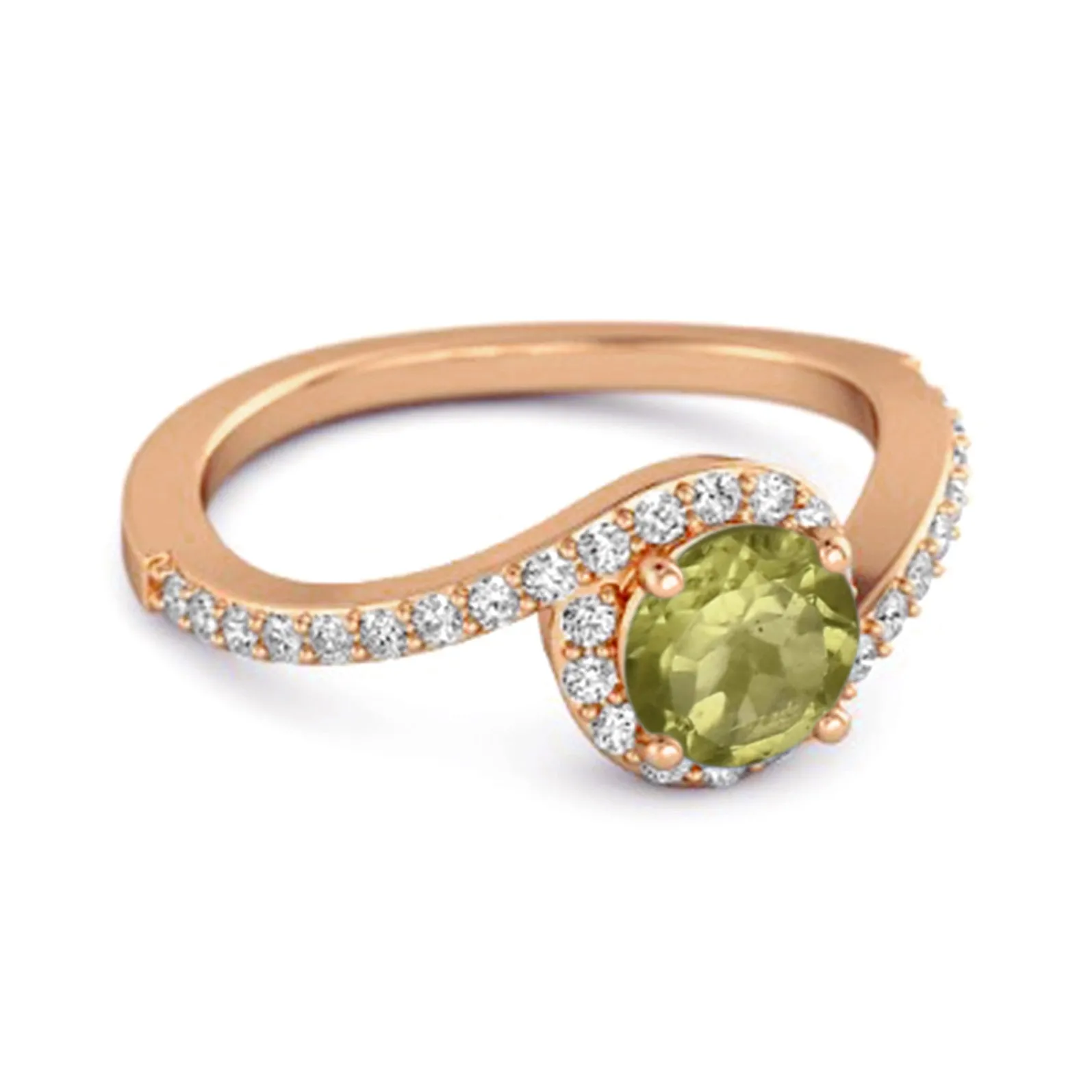 Genuine 0.25 Ctw Peridot 925 Sterling Silver Women Ring