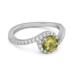 Genuine 0.25 Ctw Peridot 925 Sterling Silver Women Ring