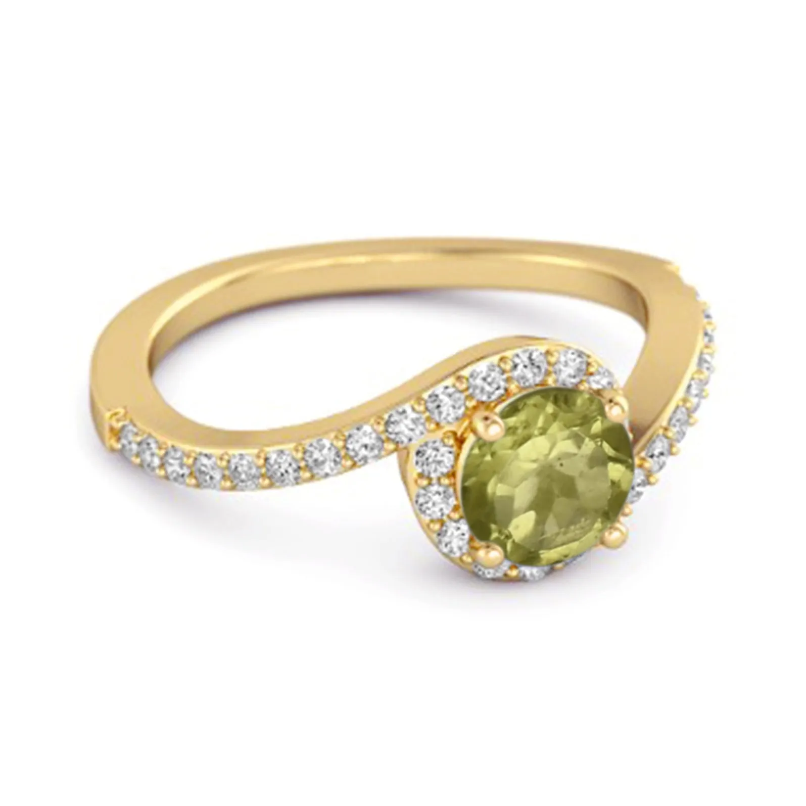 Genuine 0.25 Ctw Peridot 925 Sterling Silver Women Ring