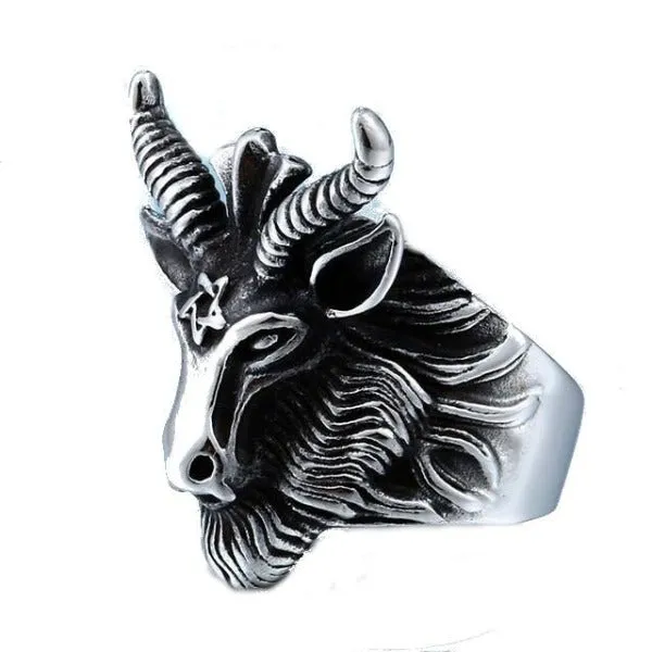Goat Pentagram Ring