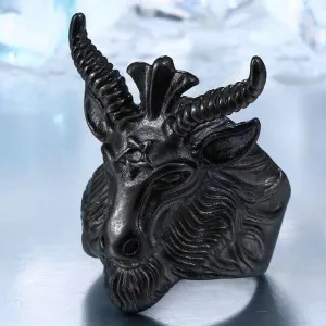 Goat Pentagram Ring