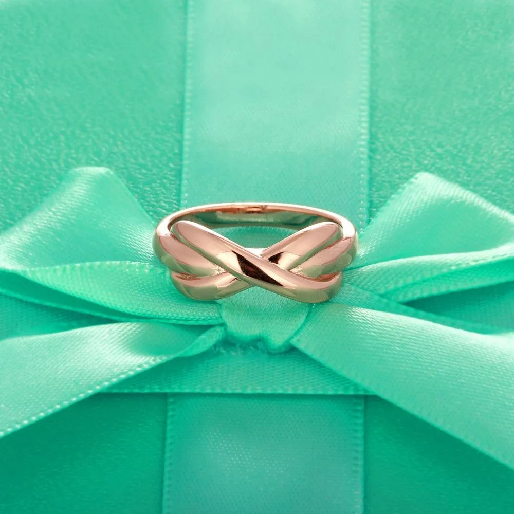 Gold Color 925 Sterling Silver Party Rings for Women with Infinity Love Pattern – Best Jewelry Gift for Her 