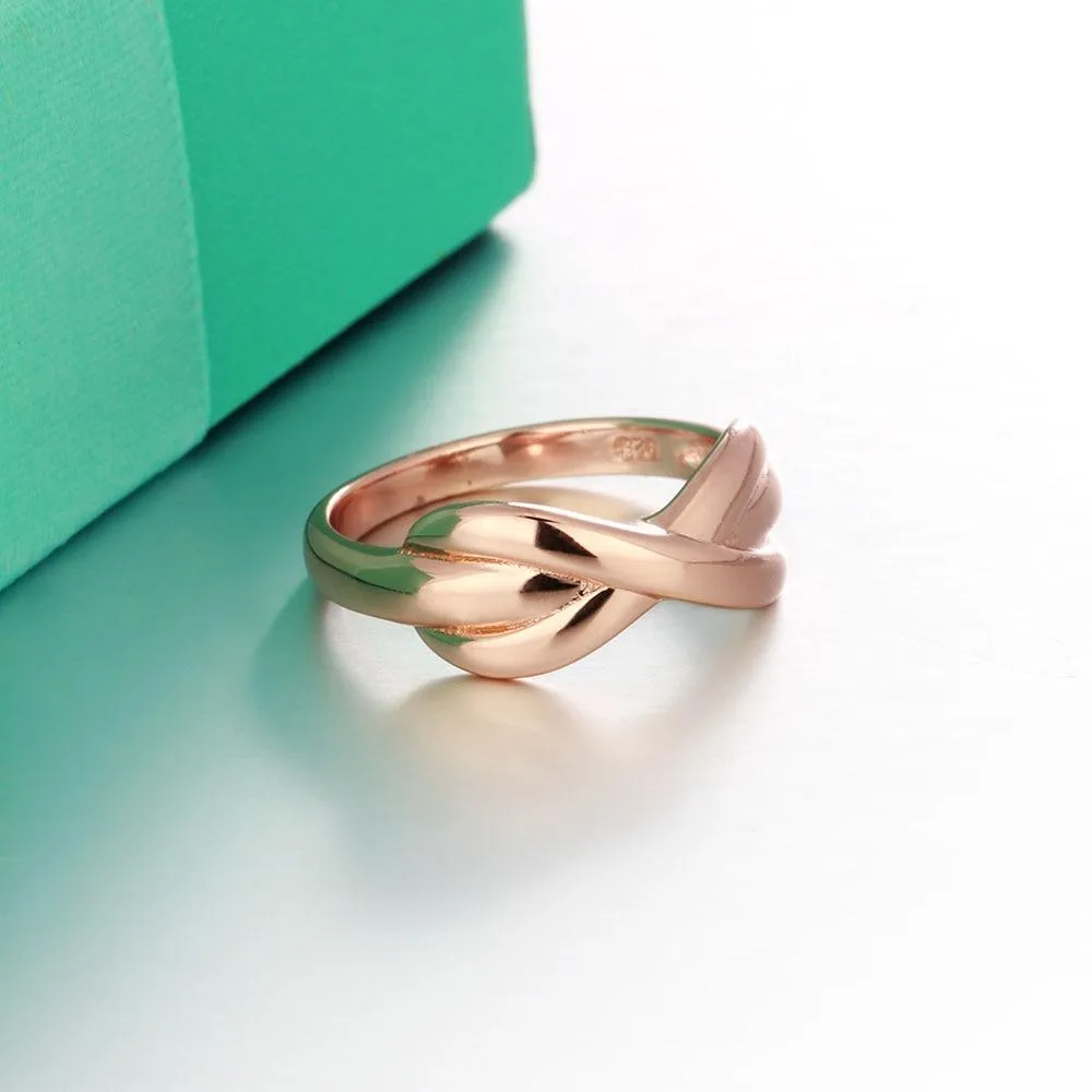 Gold Color 925 Sterling Silver Party Rings for Women with Infinity Love Pattern – Best Jewelry Gift for Her 