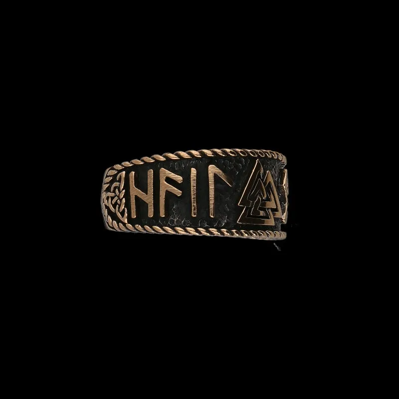 Hail Odin Valknut Bronze Ring