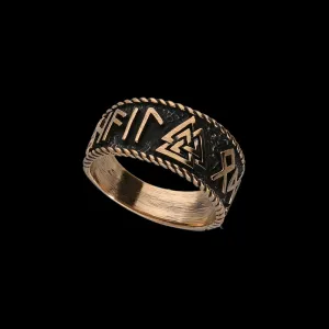 Hail Odin Valknut Bronze Ring