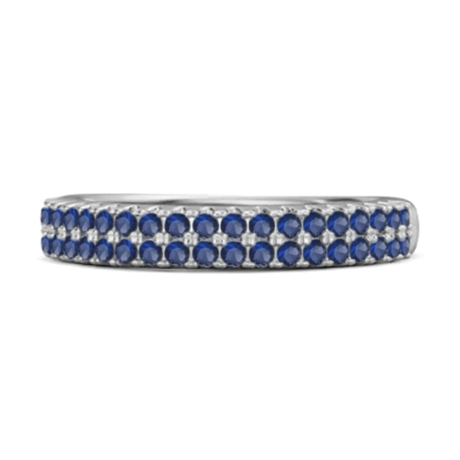 Half Eternity Band Blue Sapphire Dual Line Ring 925 Sterling Silver