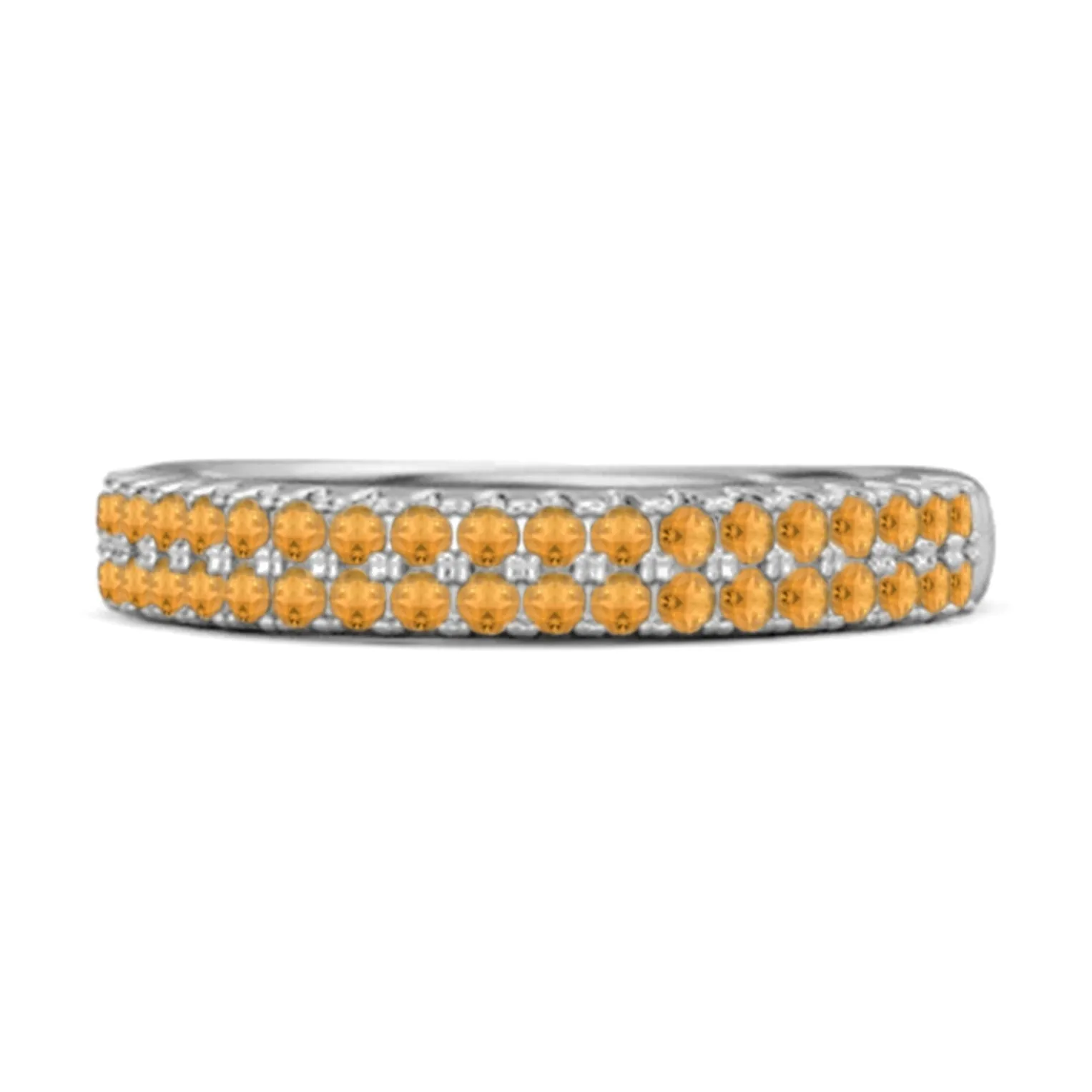 Half Eternity Band Citrine Dual Line Ring 925 Sterling Silver