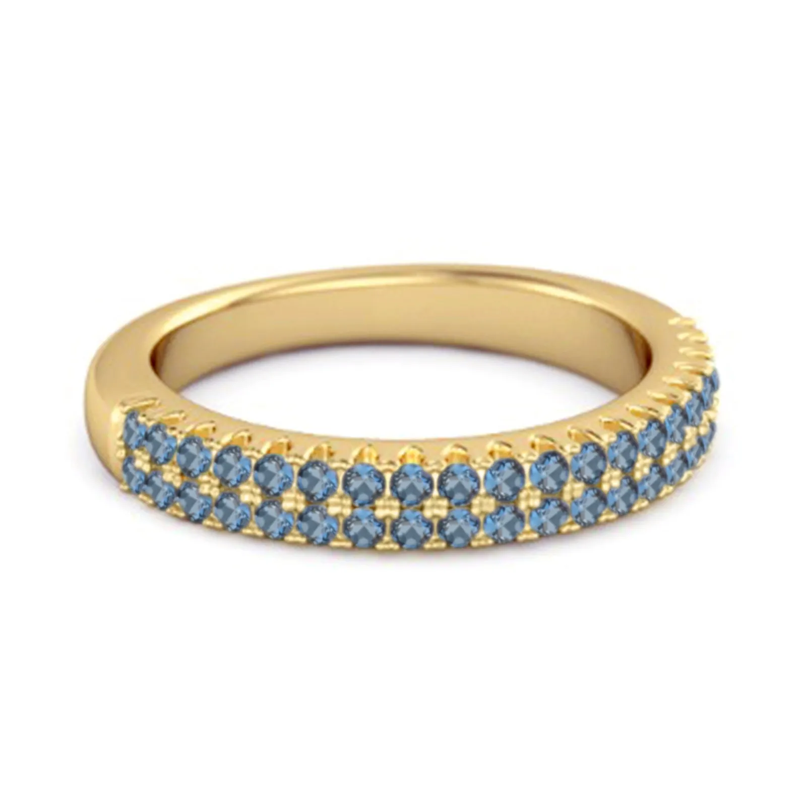 Half Eternity Band London Blue Topaz Dual Line Ring 925 Sterling Silver