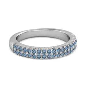 Half Eternity Band London Blue Topaz Dual Line Ring 925 Sterling Silver