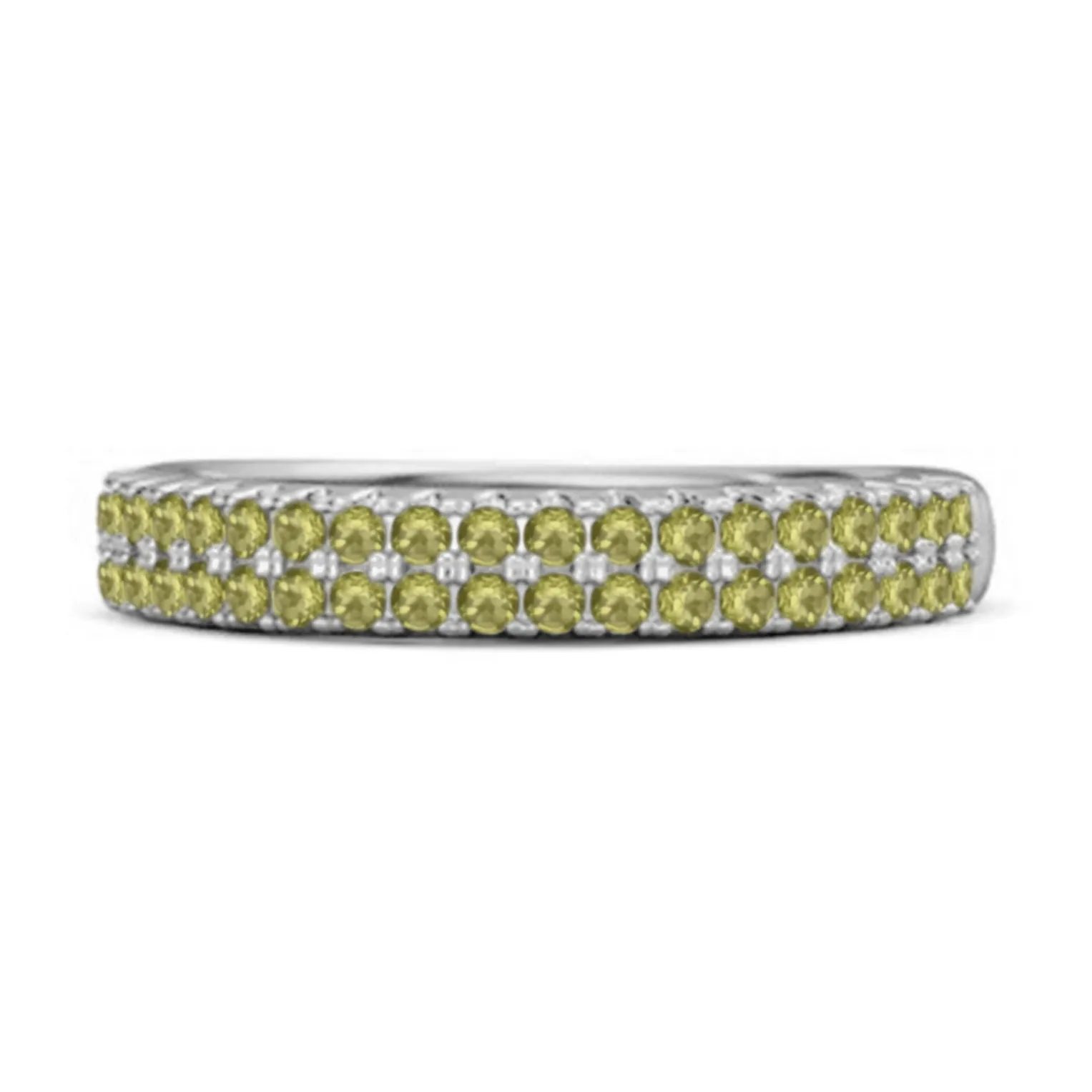 Half Eternity Band Peridot Dual Line Ring 925 Sterling Silver
