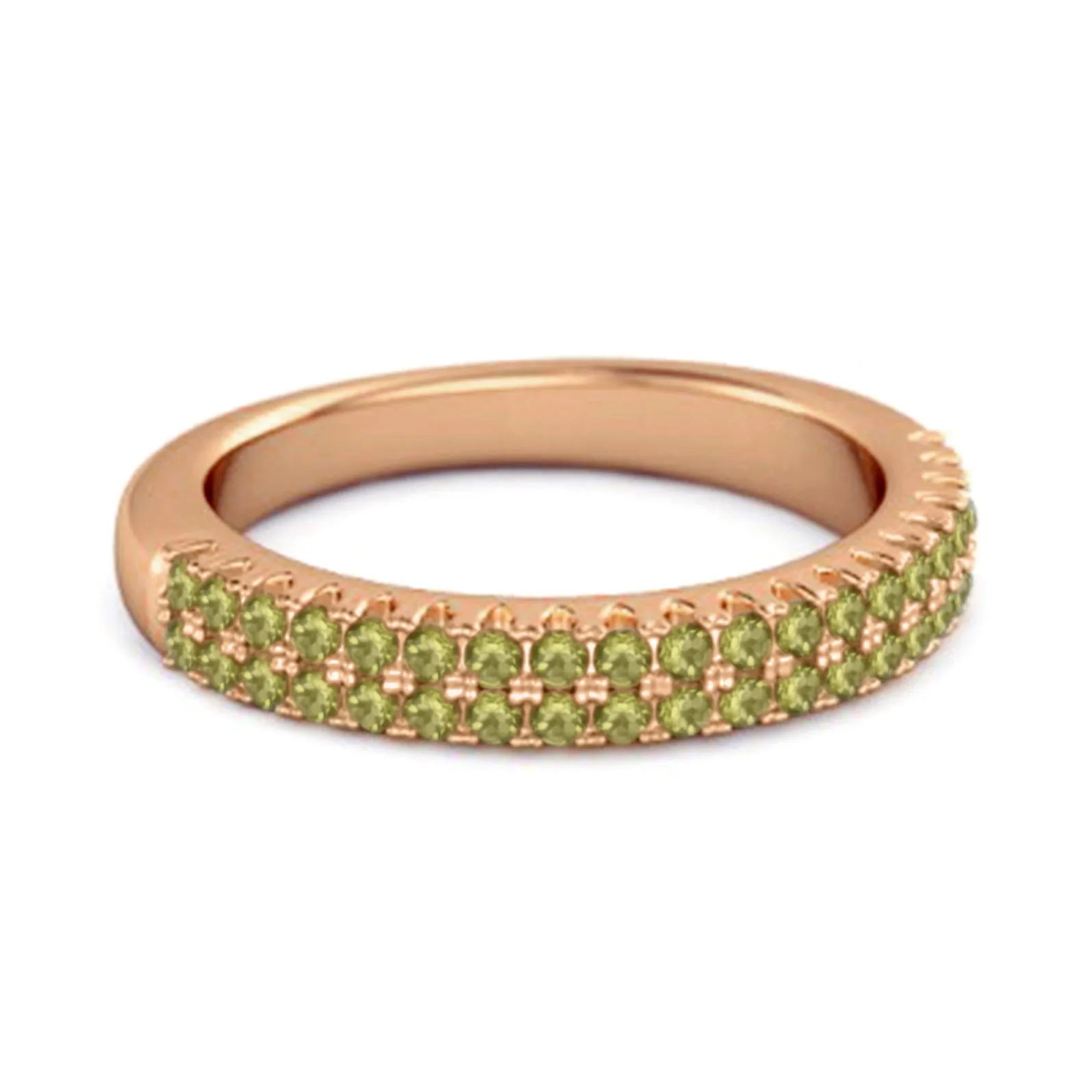 Half Eternity Band Peridot Dual Line Ring 925 Sterling Silver