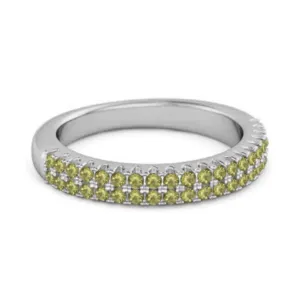 Half Eternity Band Peridot Dual Line Ring 925 Sterling Silver