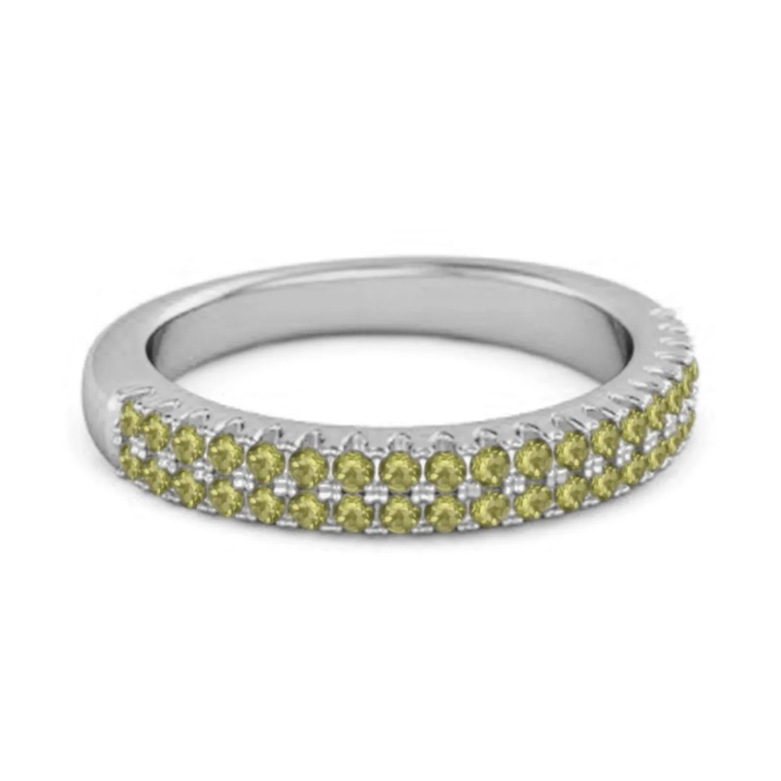 Half Eternity Band Peridot Dual Line Ring 925 Sterling Silver