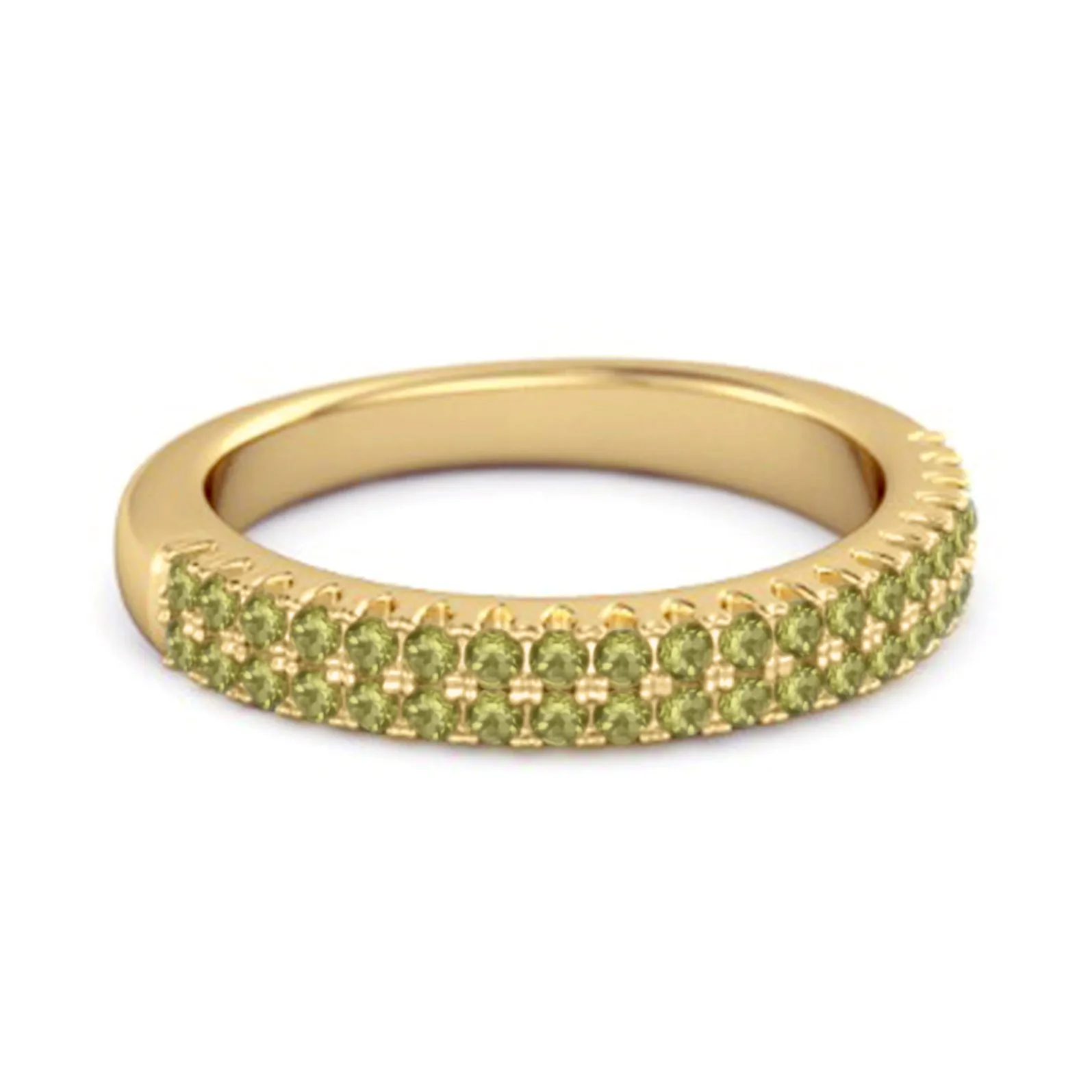 Half Eternity Band Peridot Dual Line Ring 925 Sterling Silver