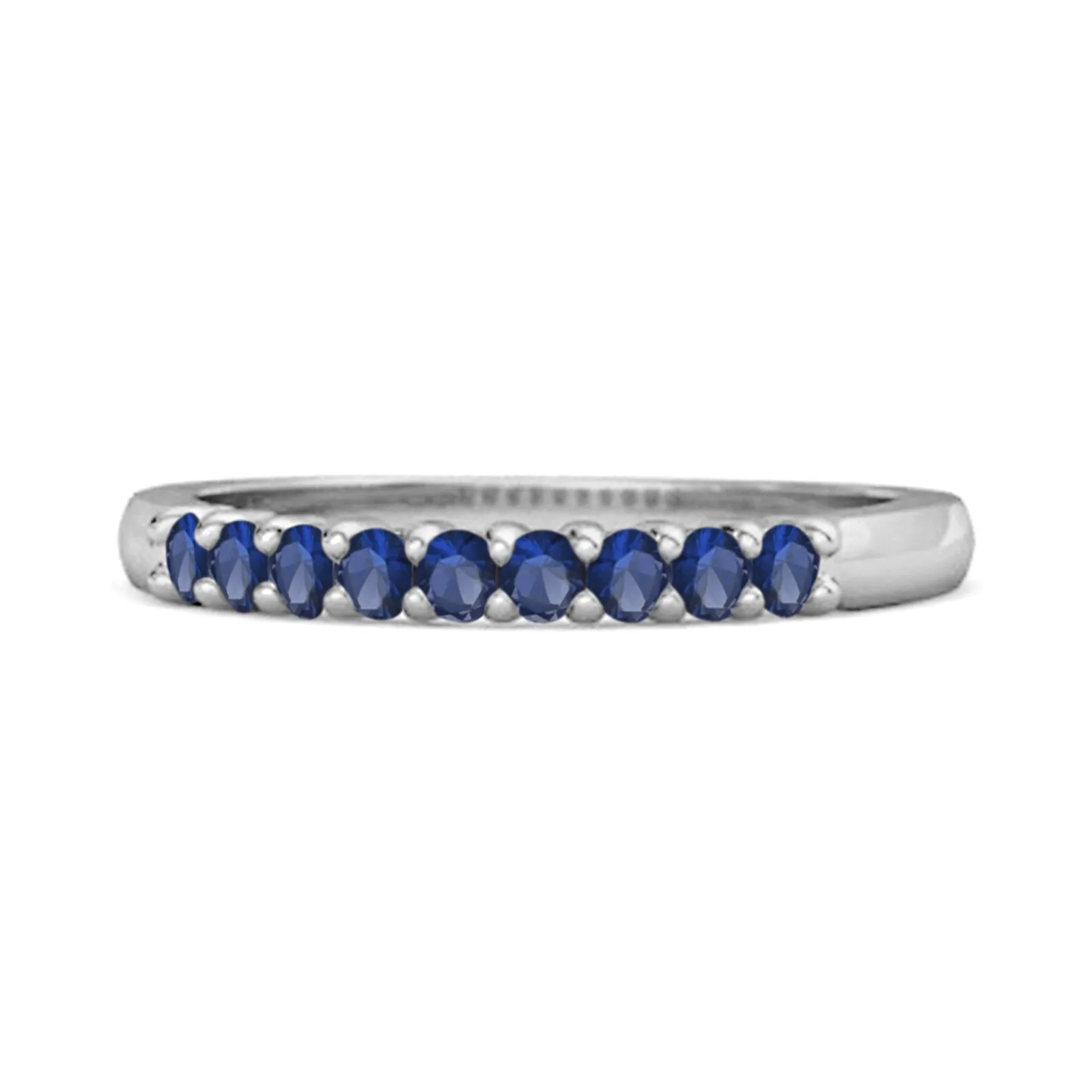 Half Eternity Blue Sapphire 925 Sterling Silver Stacking Bridal Ring