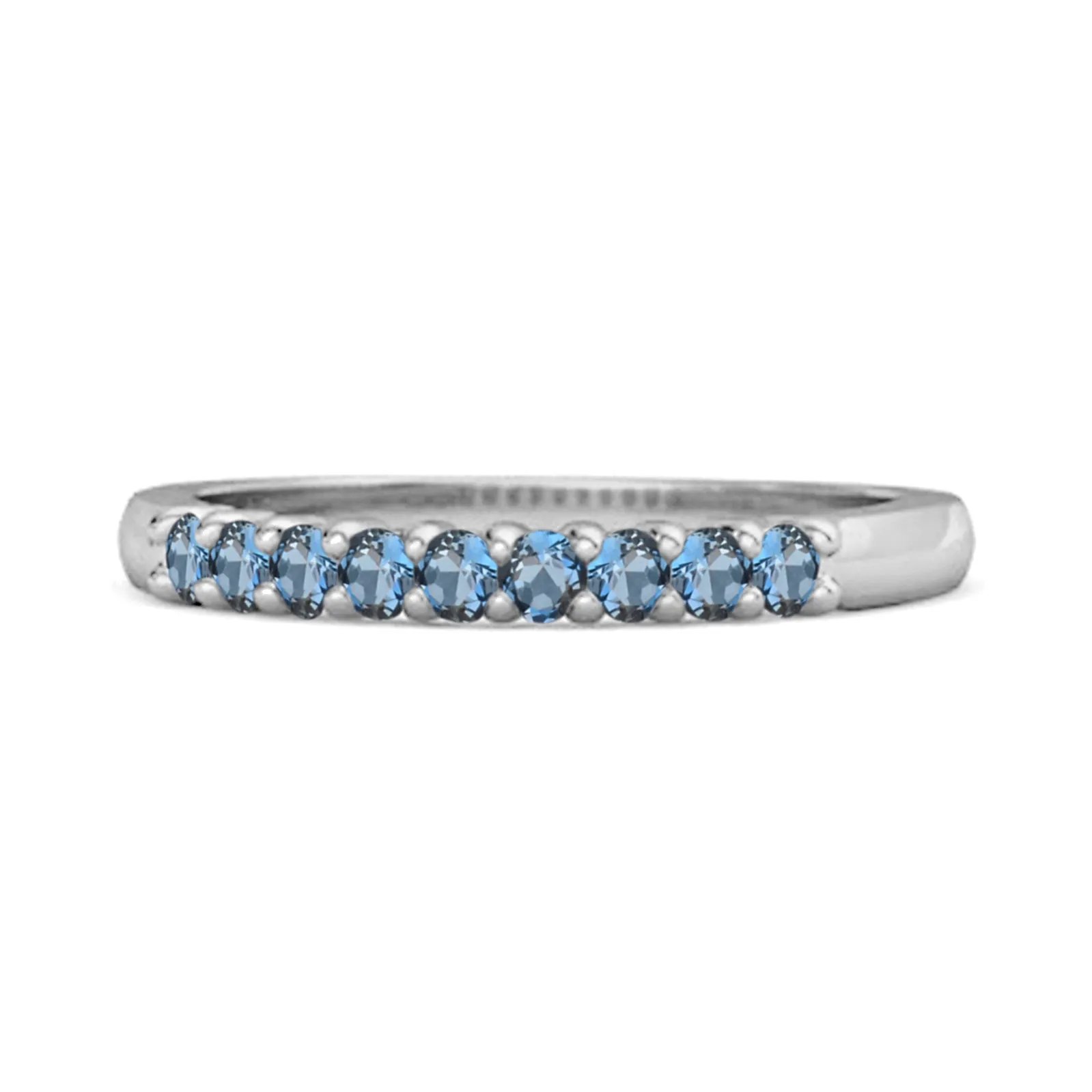 Half Eternity London Blue Topaz 925 Sterling Silver Stacking Bridal Ring