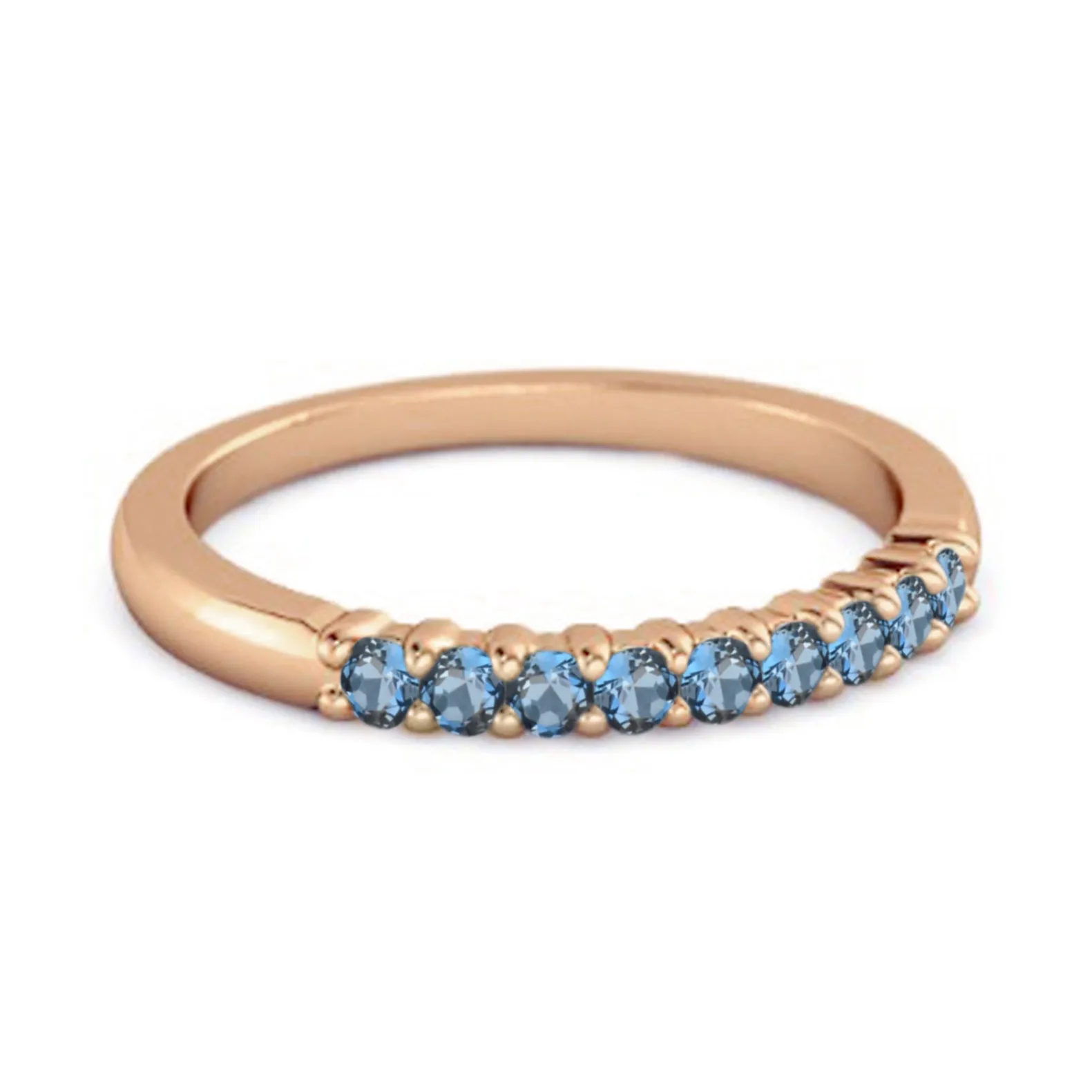 Half Eternity London Blue Topaz 925 Sterling Silver Stacking Bridal Ring