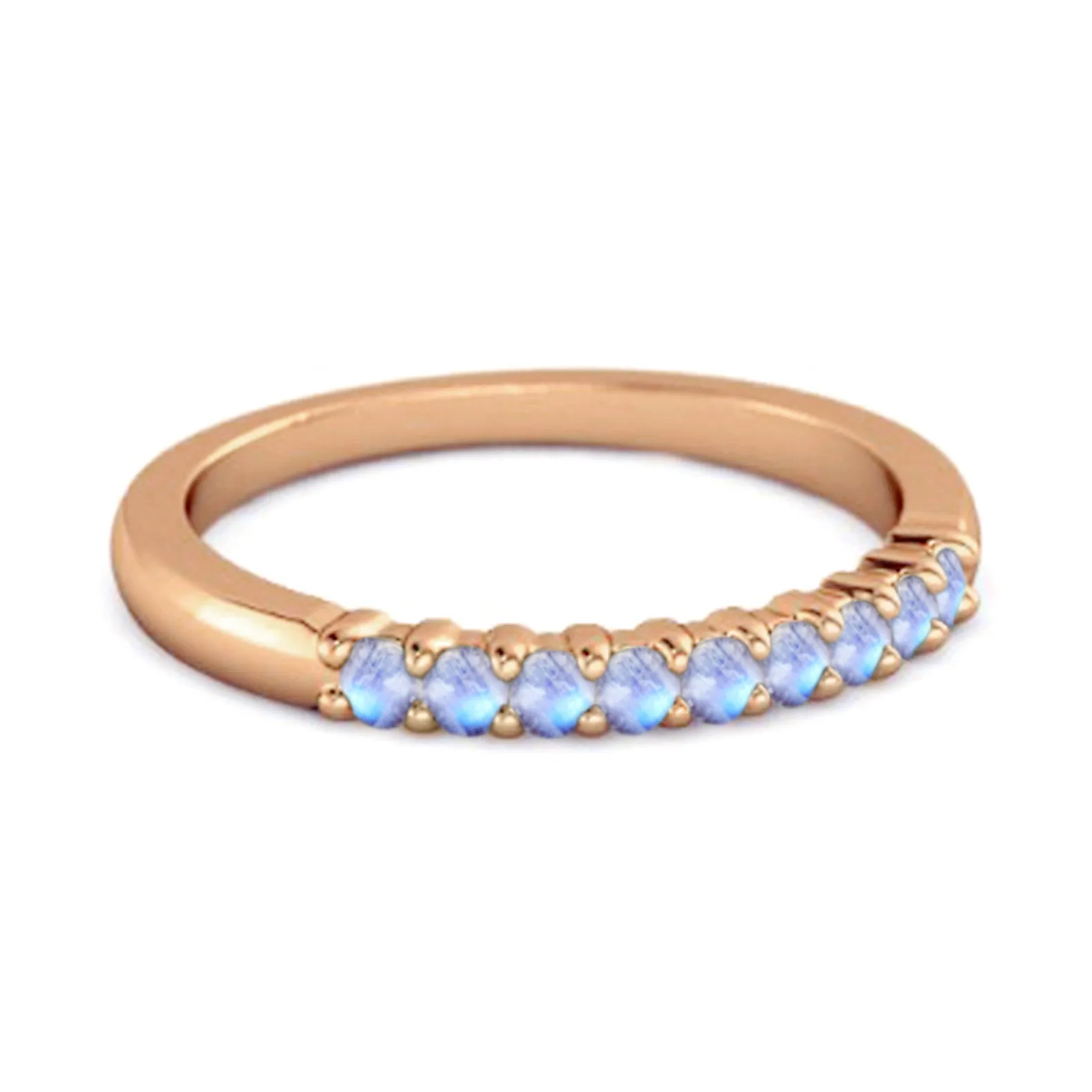 Half Eternity Moonstone 925 Sterling Silver Stacking Bridal Ring