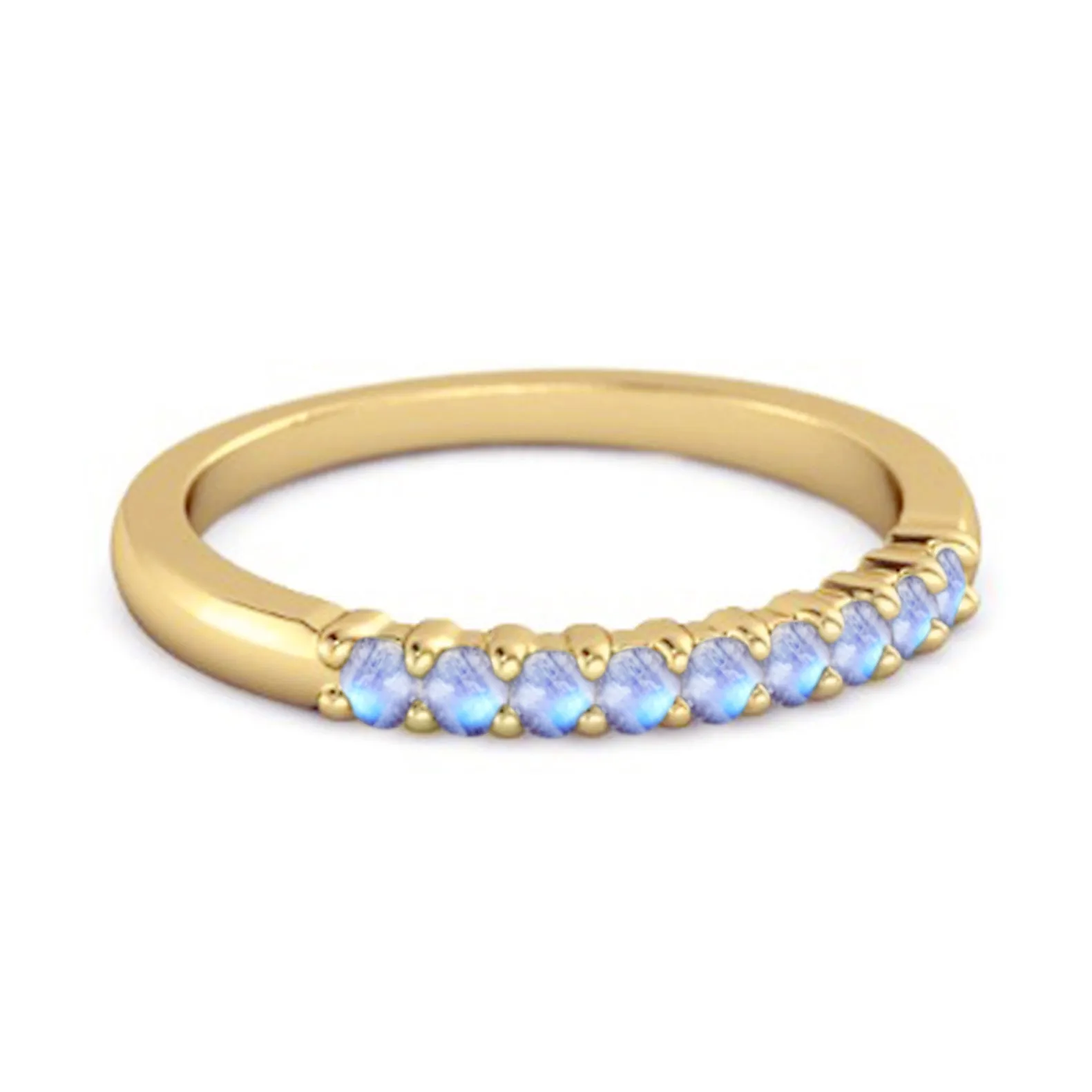 Half Eternity Moonstone 925 Sterling Silver Stacking Bridal Ring