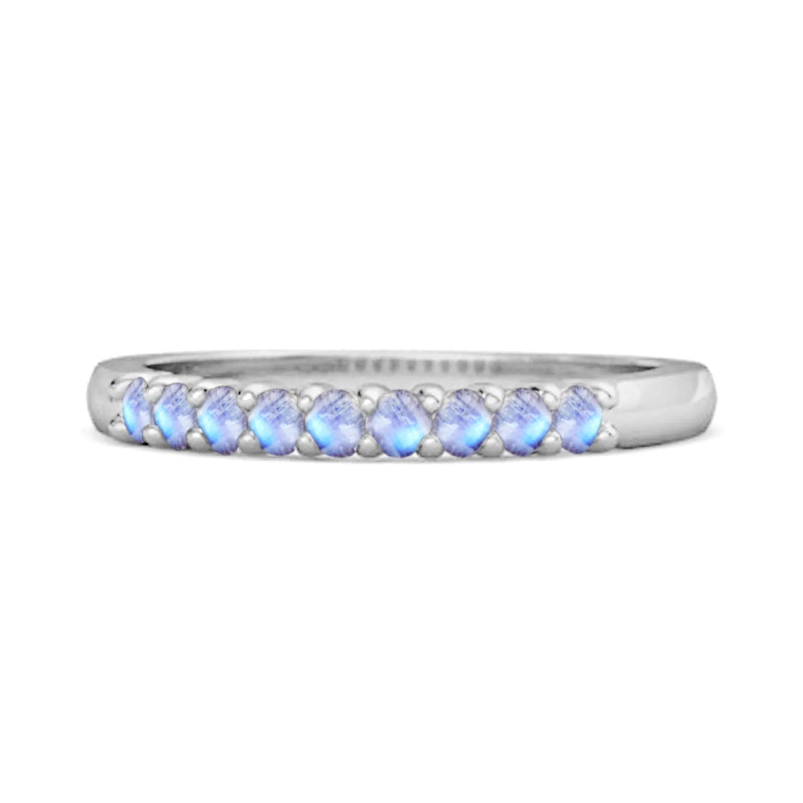 Half Eternity Moonstone 925 Sterling Silver Stacking Bridal Ring