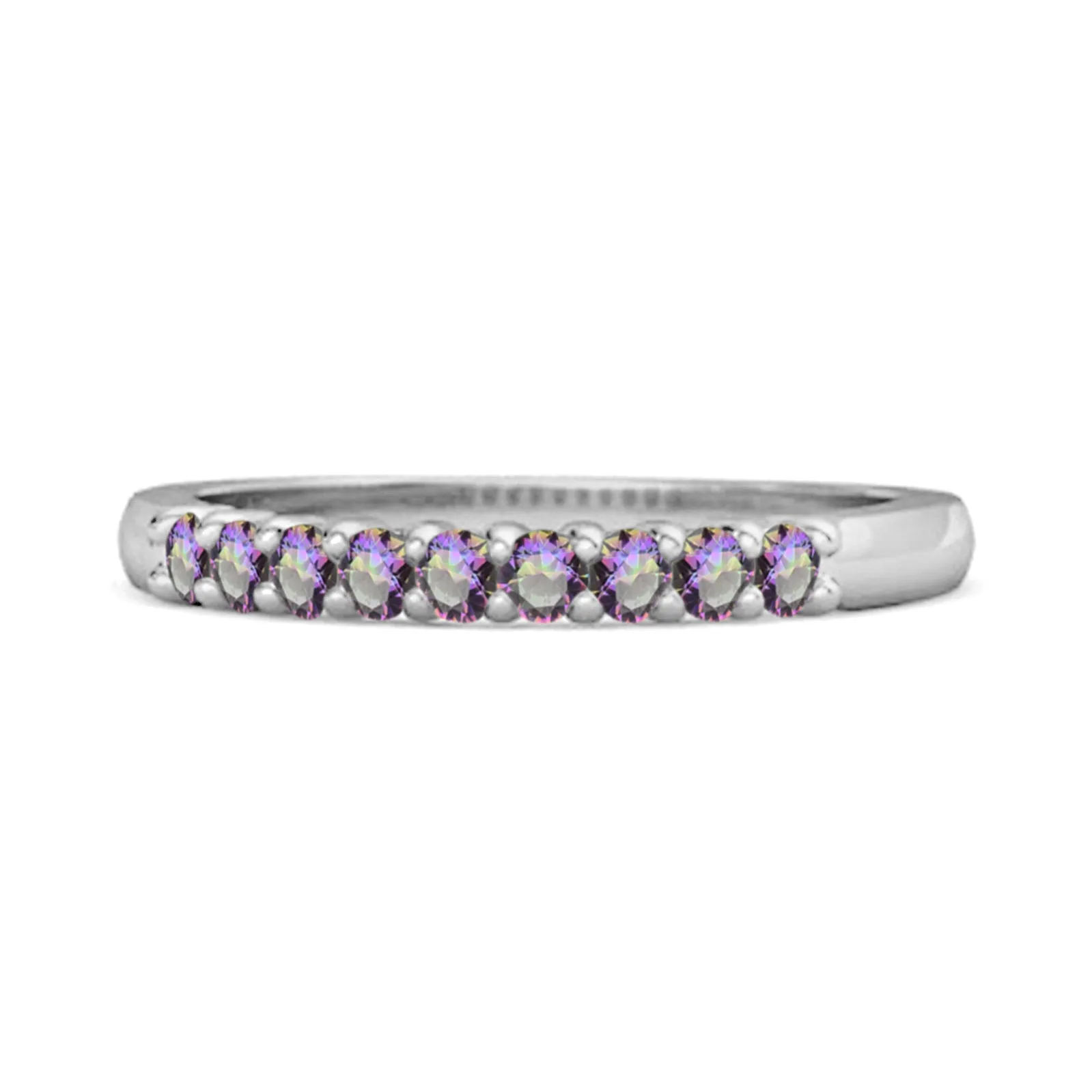 Half Eternity Mystic Topaz 925 Sterling Silver Stacking Bridal Ring