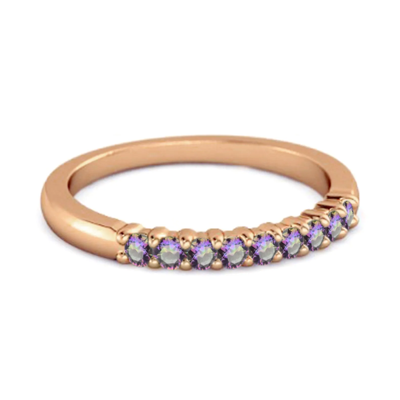 Half Eternity Mystic Topaz 925 Sterling Silver Stacking Bridal Ring