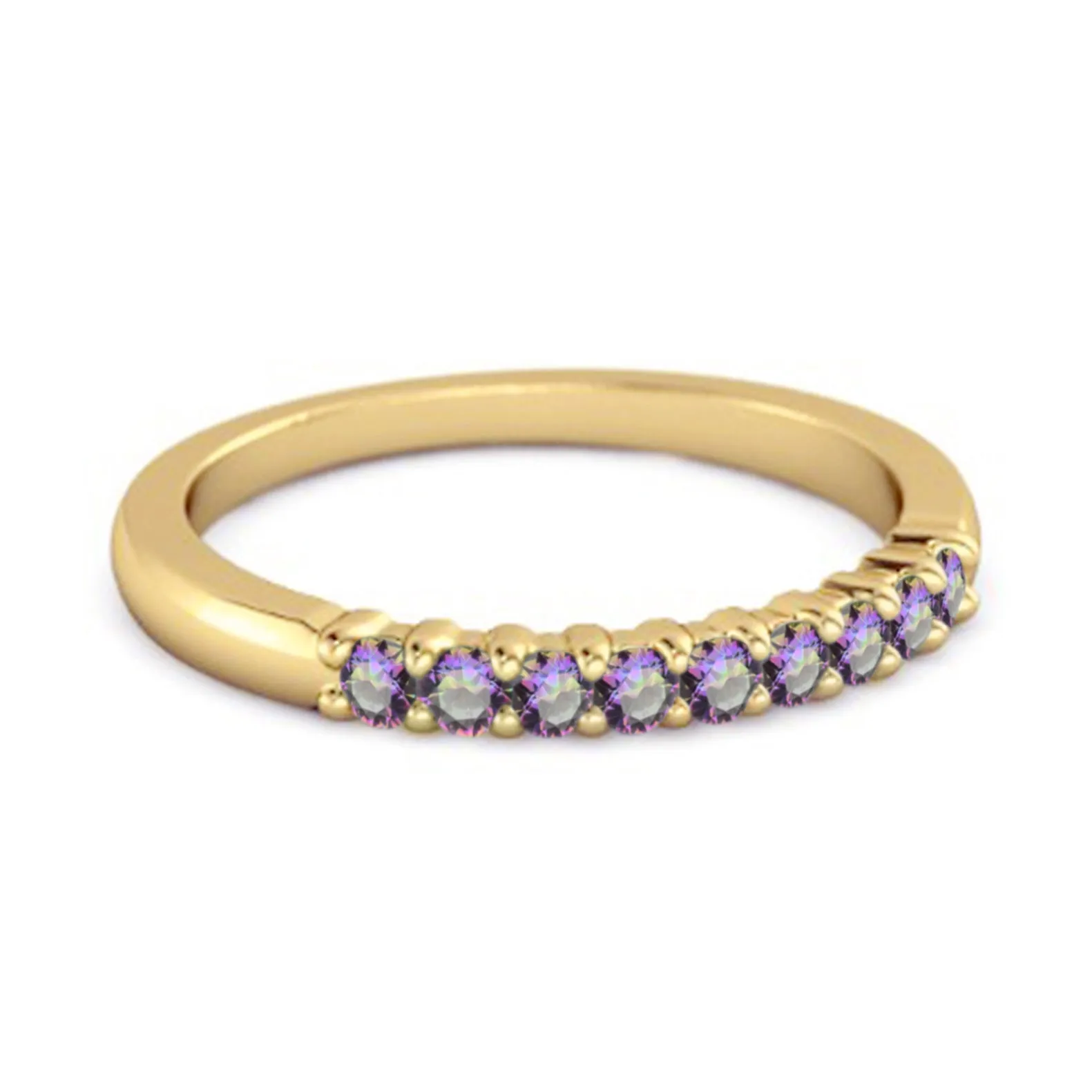 Half Eternity Mystic Topaz 925 Sterling Silver Stacking Bridal Ring
