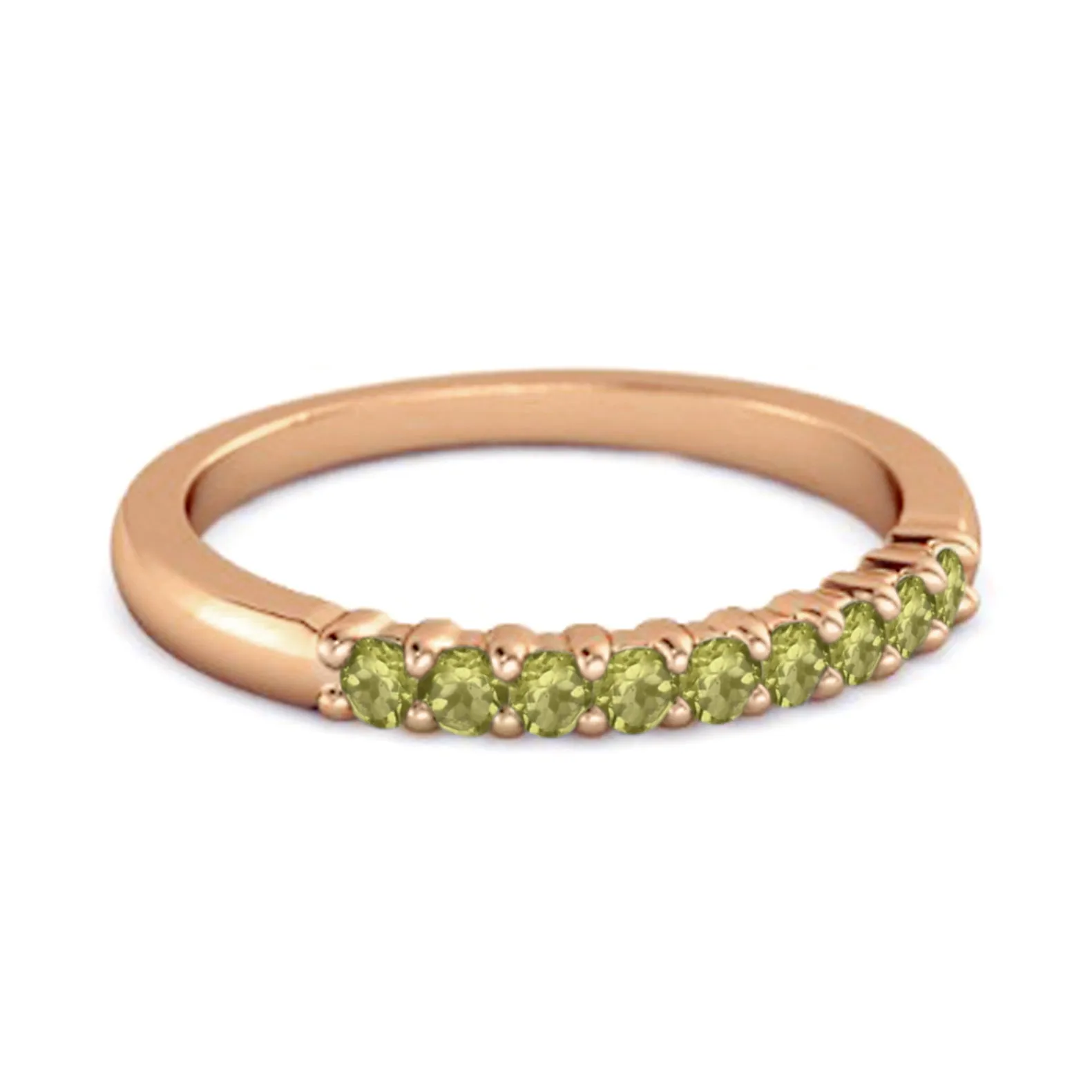 Half Eternity Peridot 925 Sterling Silver Stacking Bridal Ring