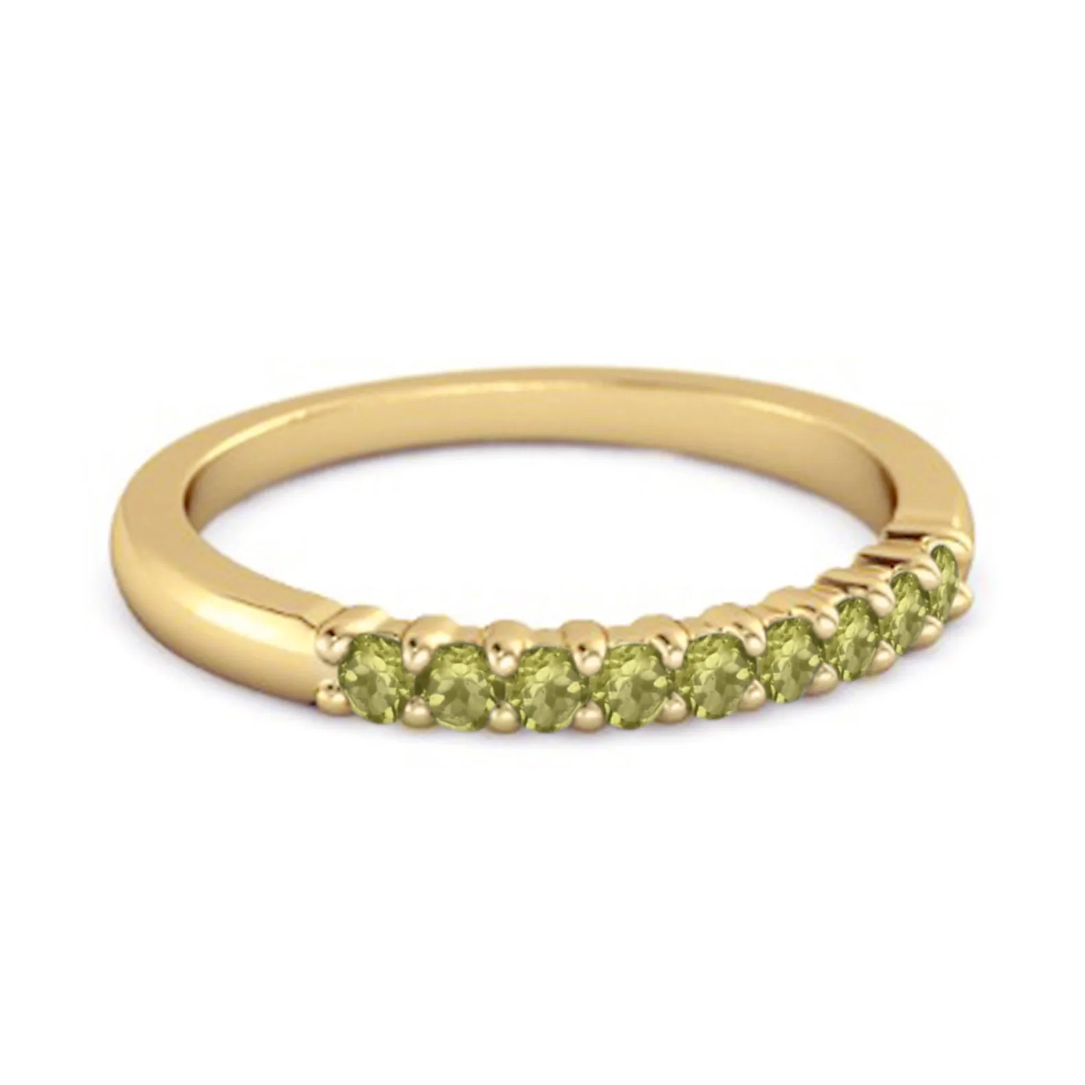 Half Eternity Peridot 925 Sterling Silver Stacking Bridal Ring