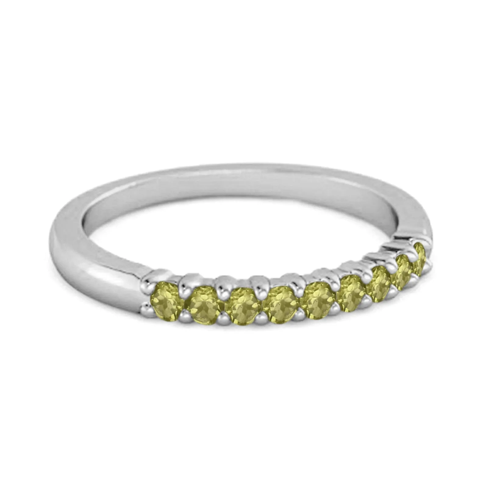 Half Eternity Peridot 925 Sterling Silver Stacking Bridal Ring