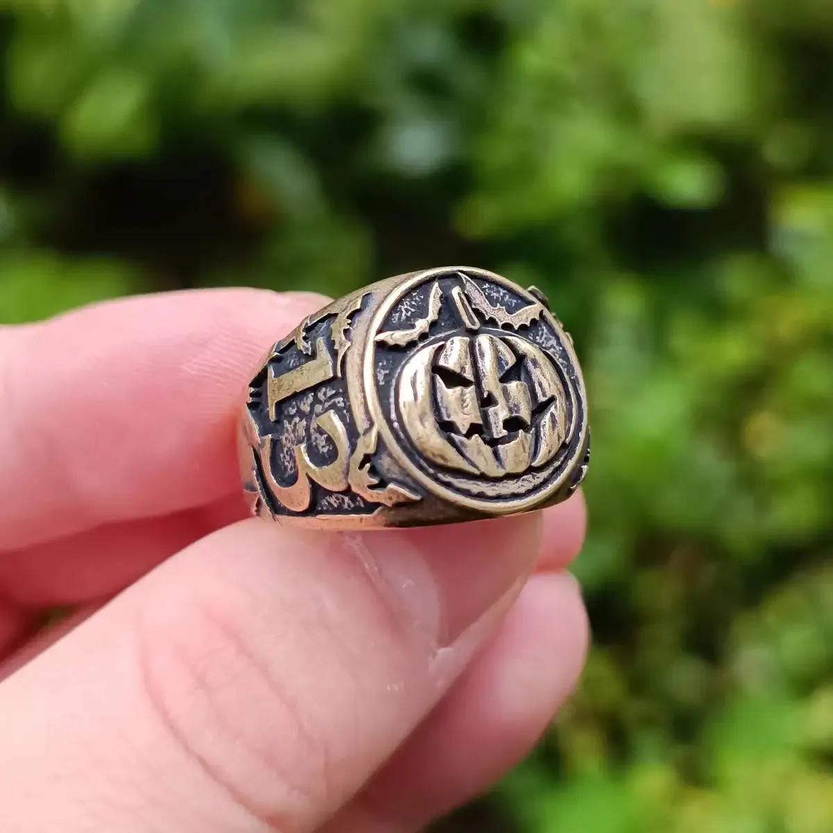 Halloween pumpkin ring from bronze