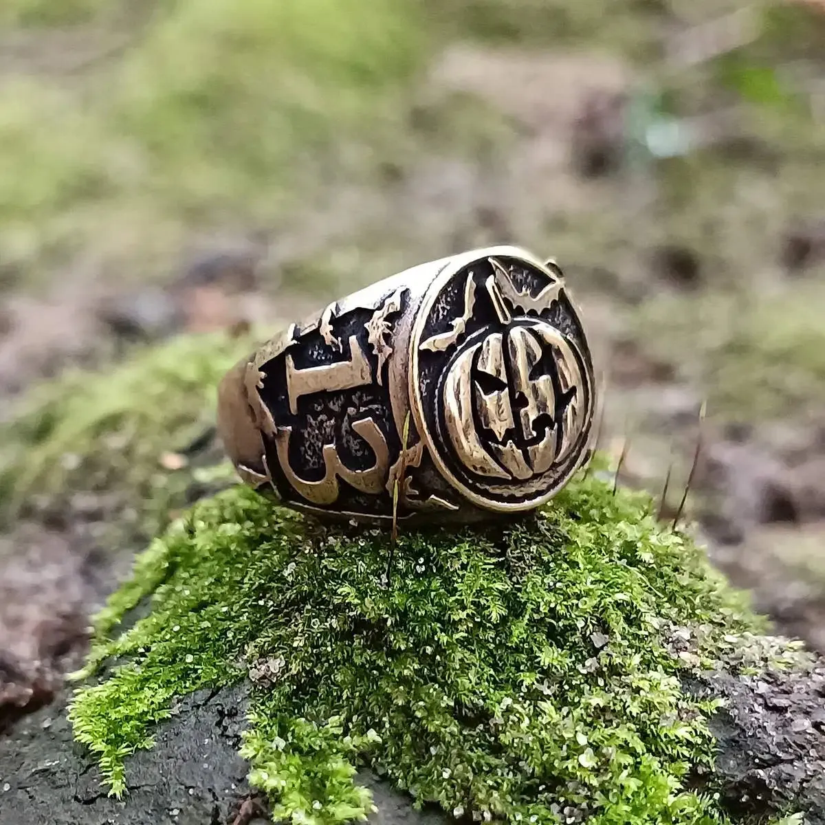 Halloween pumpkin ring from bronze