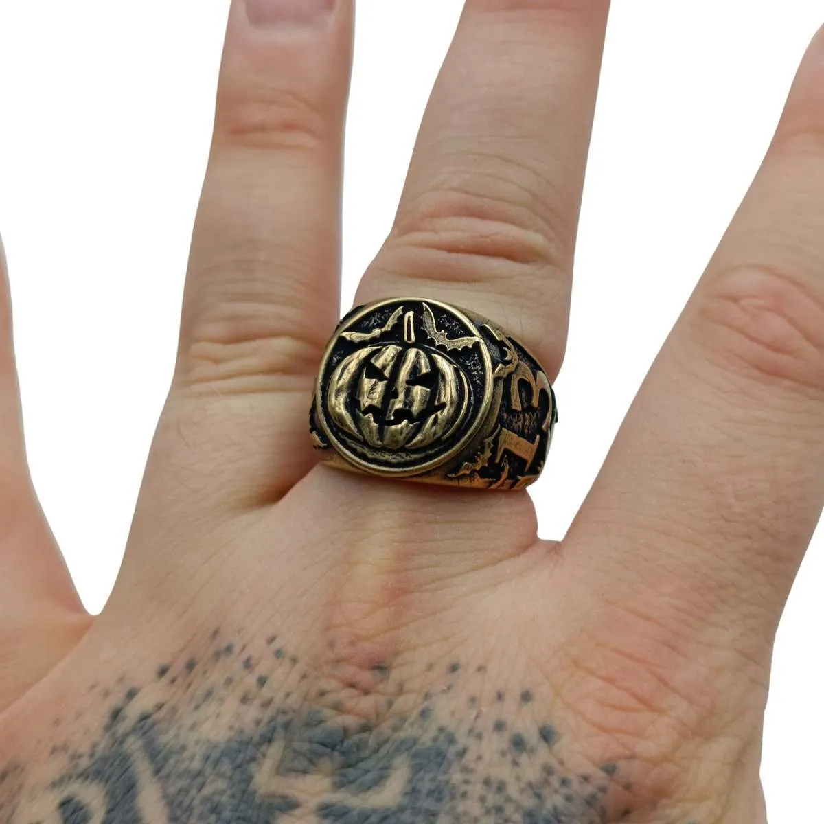 Halloween pumpkin ring from bronze