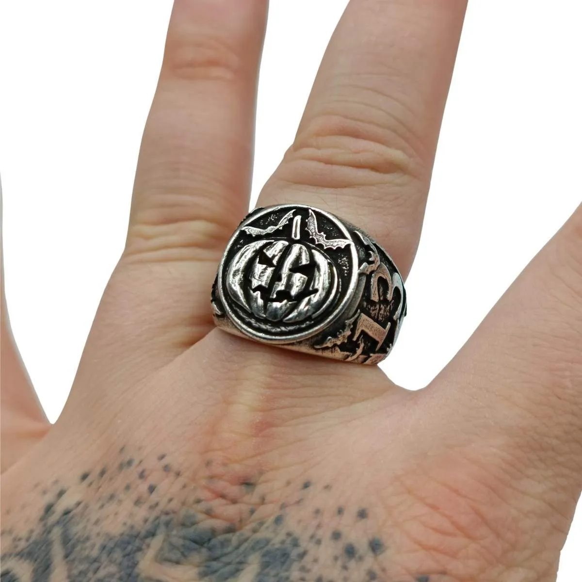 Halloween pumpkin ring from bronze