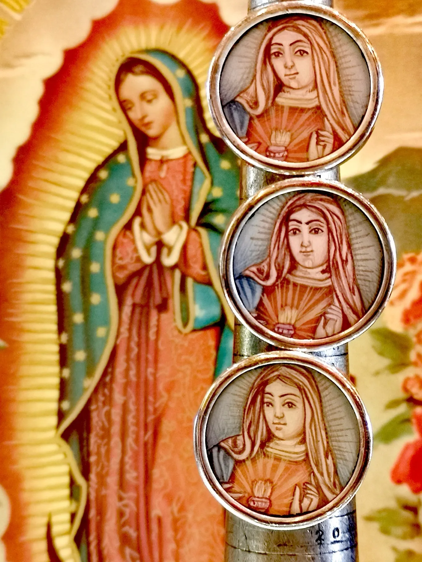 Hand painted Catholic rings