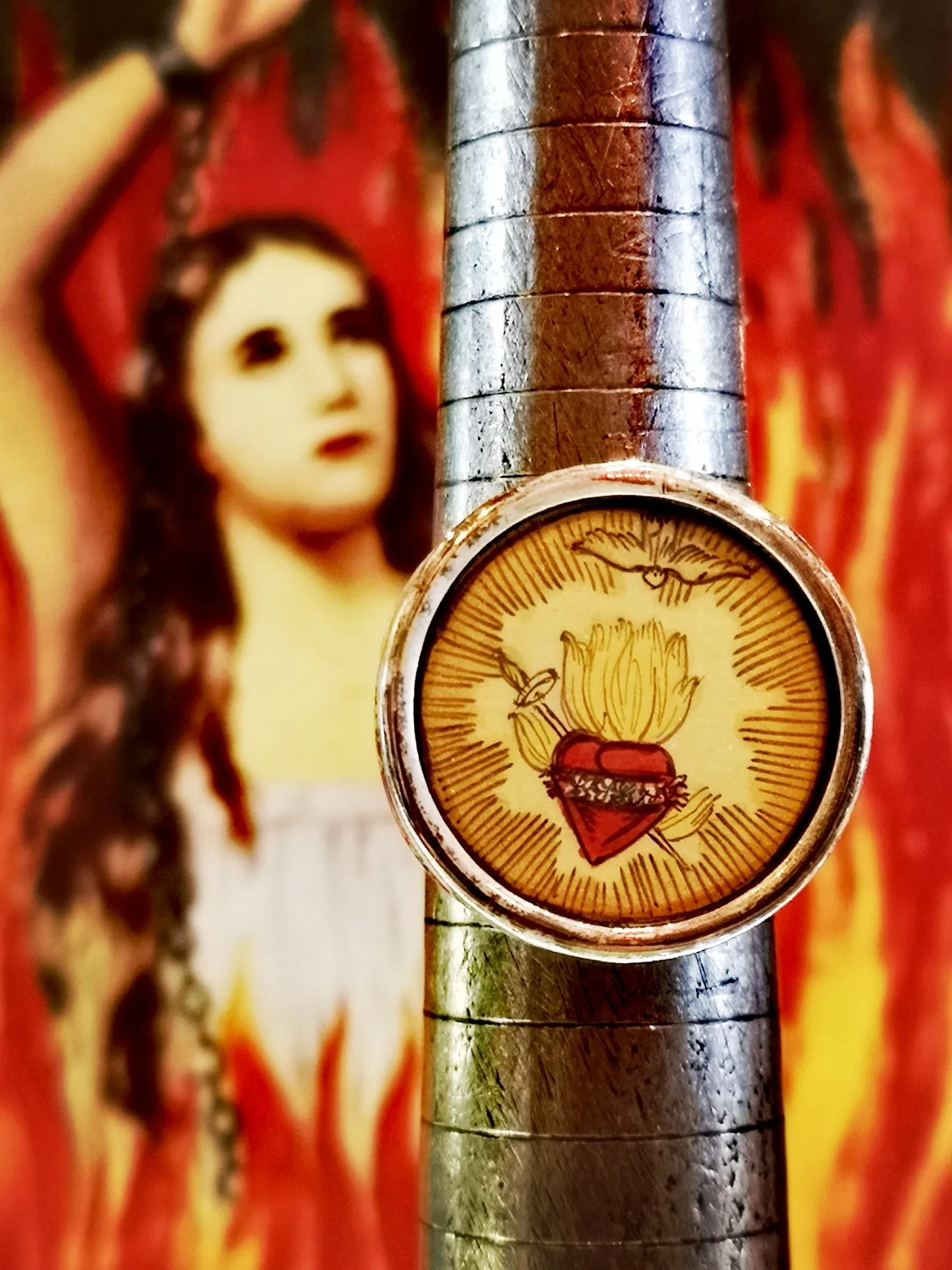 Hand painted Catholic rings