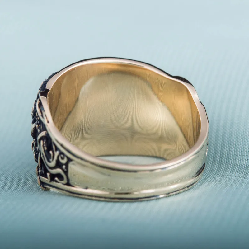 Handcrafted  Drakkar Symbol Mammen Ornament Bronze Ring