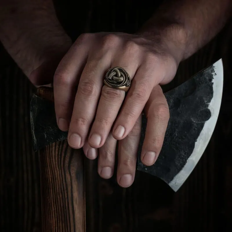 Handcrafted Odin's Horns Bronze Ring