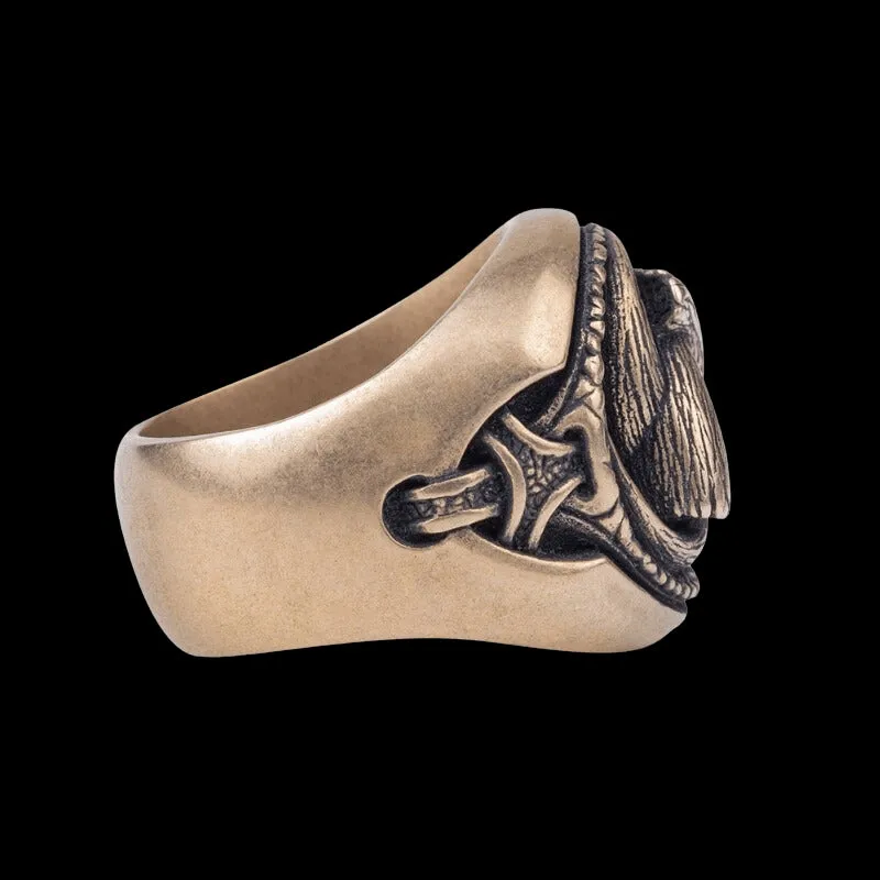 Handcrafted Odin's Horns Bronze Ring