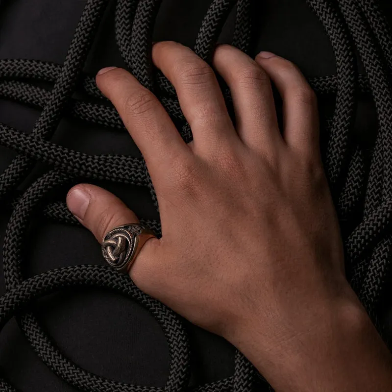 Handcrafted Odin's Horns Bronze Ring