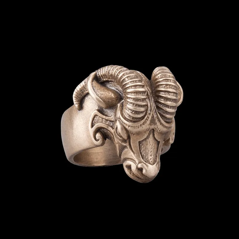 Handcrafted Thor's Goat Tanngrisnir Bronze Ring