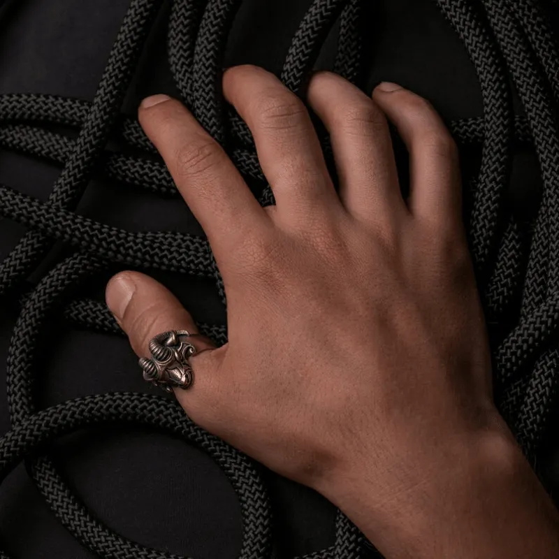 Handcrafted Thor's Goat Tanngrisnir Bronze Ring