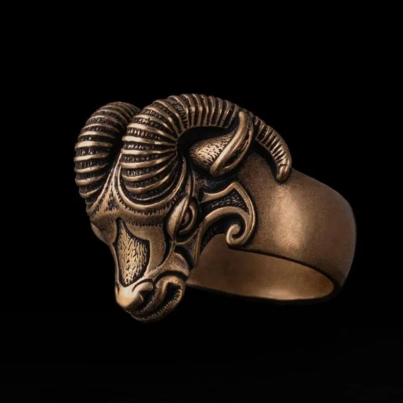 Handcrafted Thor's Goat Tanngrisnir Bronze Ring
