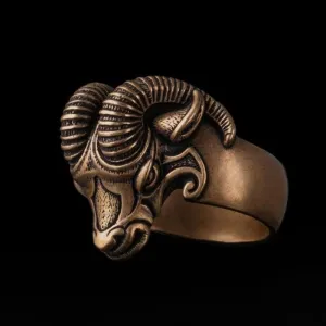 Handcrafted Thor's Goat Tanngrisnir Bronze Ring