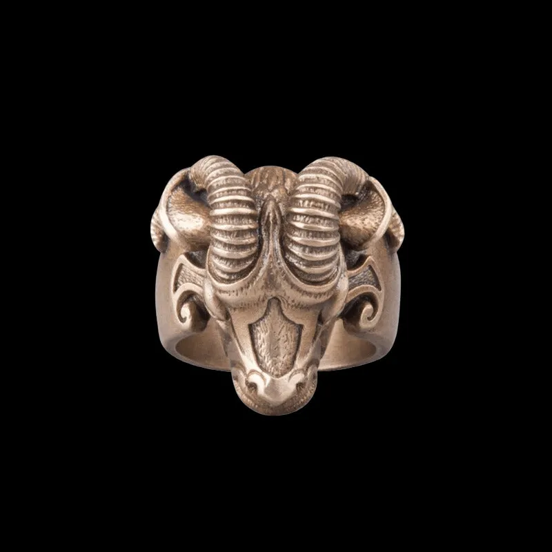 Handcrafted Thor's Goat Tanngrisnir Bronze Ring