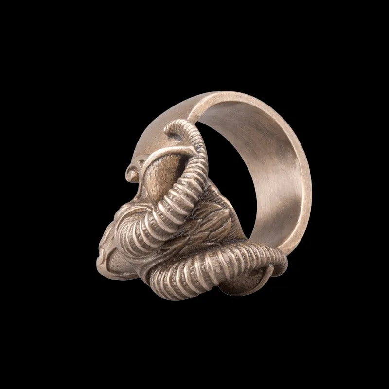 Handcrafted Thor's Goat Tanngrisnir Bronze Ring